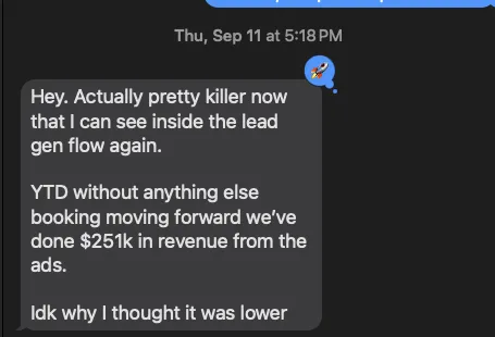 Client text: $100K to $120K in the pipeline