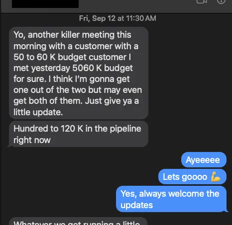 Client text: $251K in revenue from the ads this year