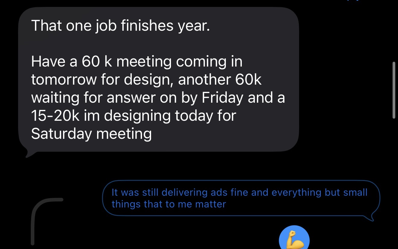 Client text about a $25K meeting