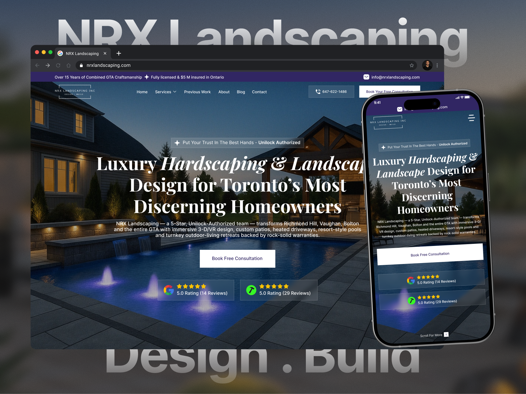 NRX Landscaping website